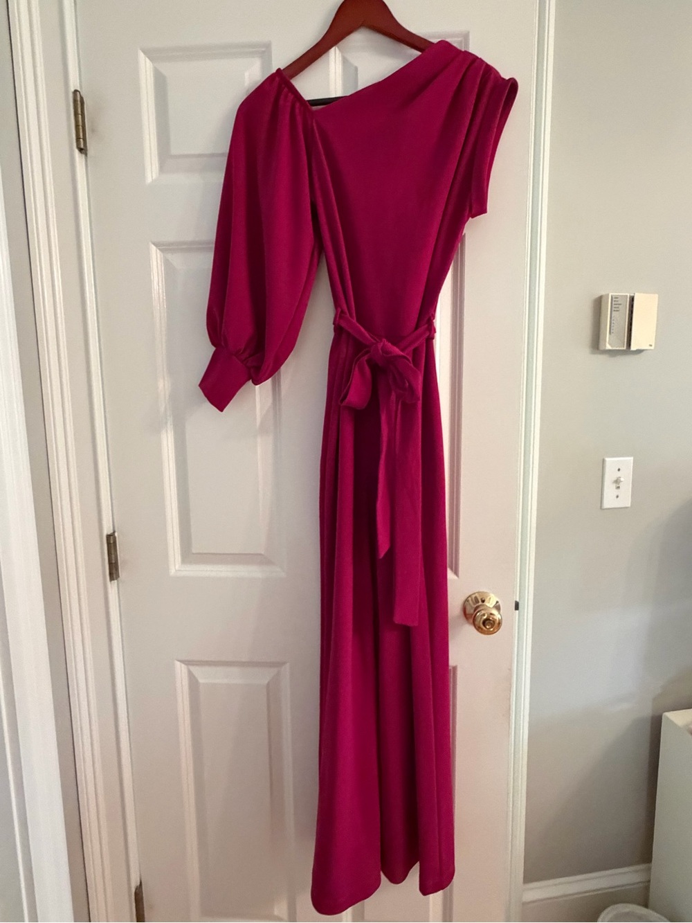 One-Shoulder Berry Wine Wide Jumpsuit with Tie Waist! Beautiful color! Size M